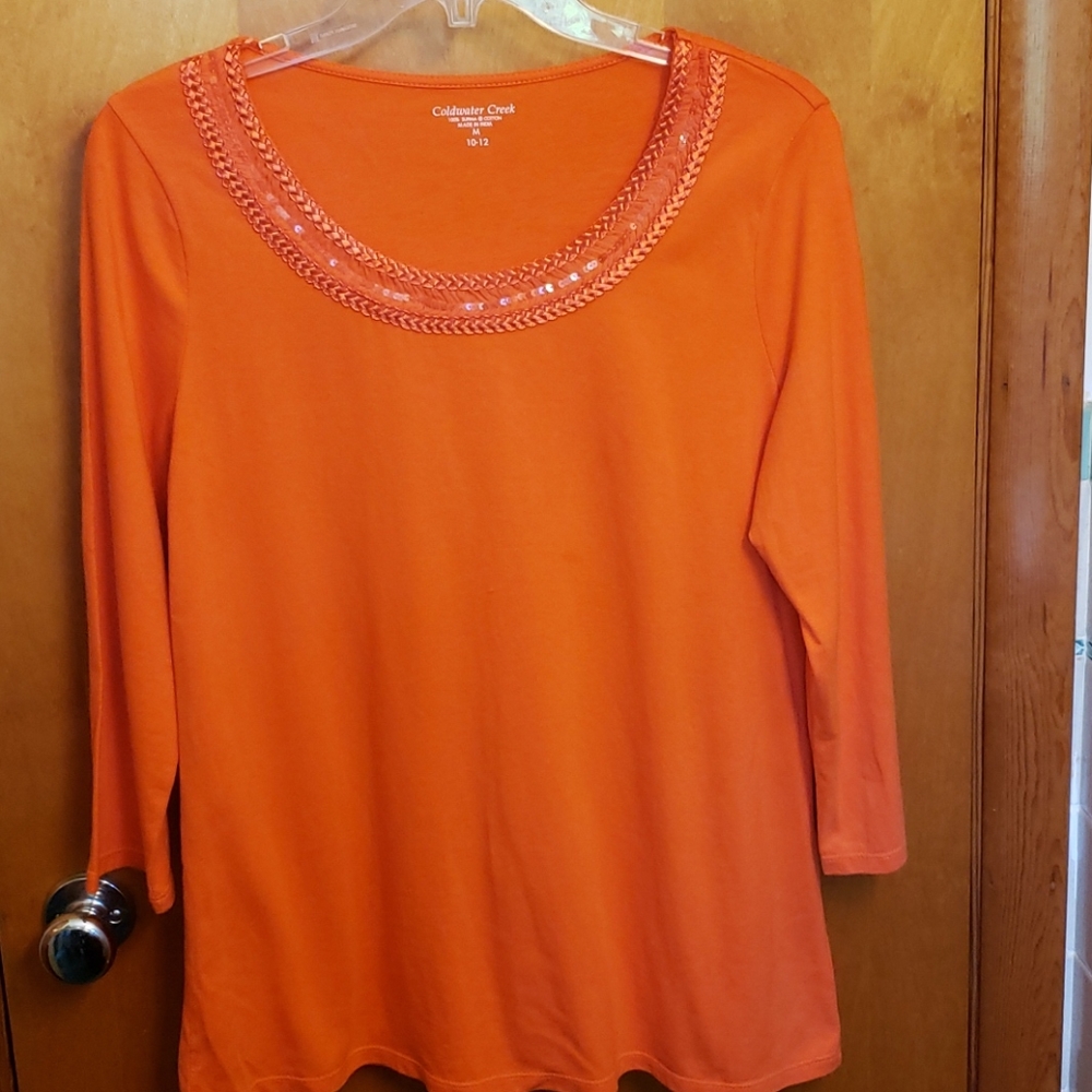 Coldwater Creek orange 3/4 sleeve top